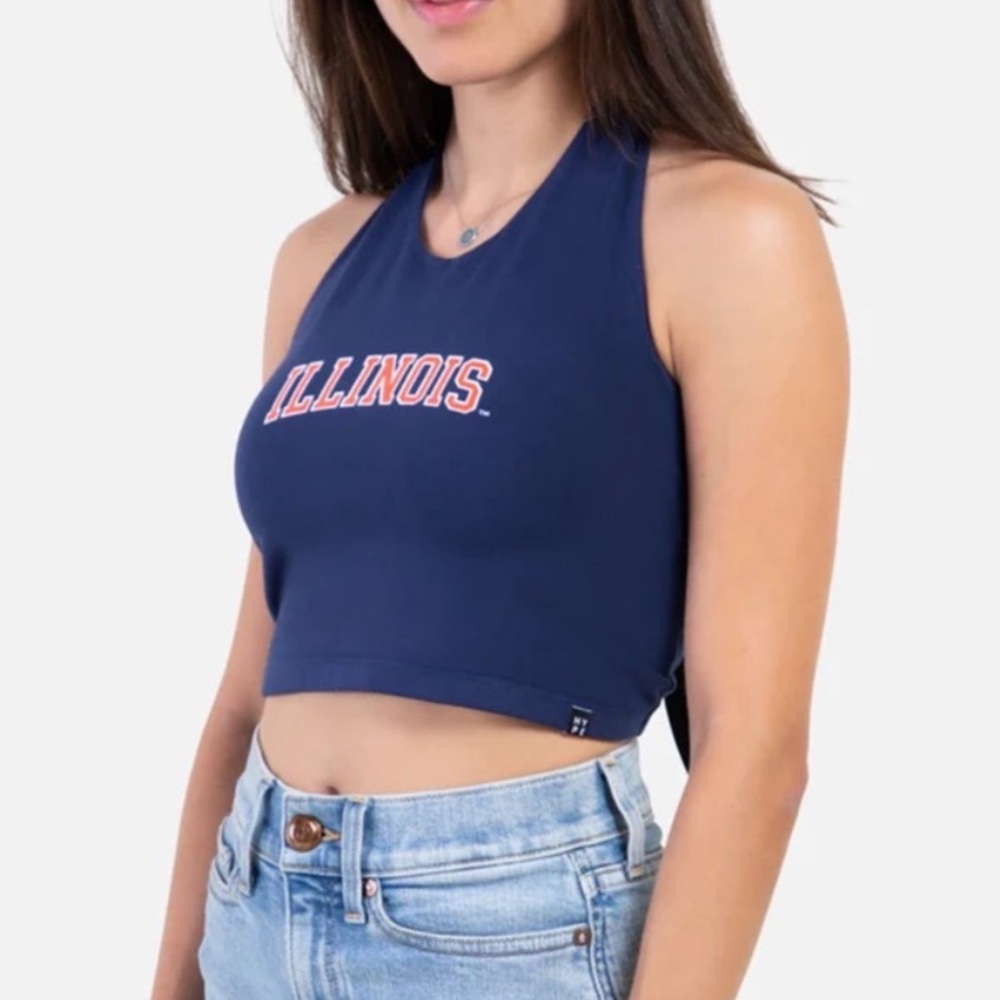 NWOT Illinois Women's Navy Blue Halter Crop Top